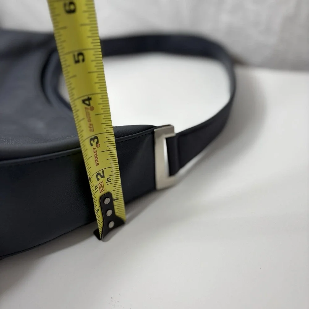 Aurielle Navy Blue Leather Hobo Bag‎ Shoulder Purse Minimalist Y2K Quiet Luxury